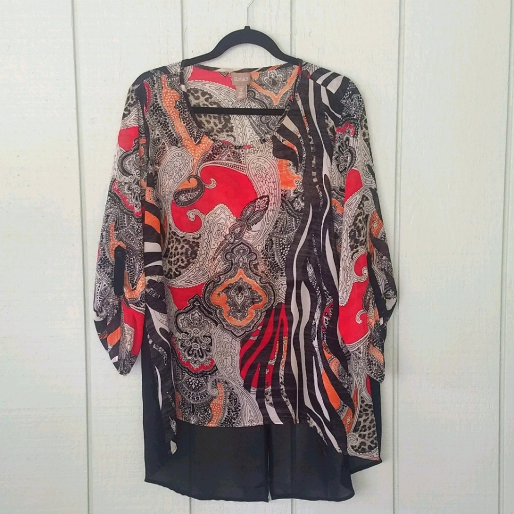 Chicos 2 (12-14)sheer tunic blouse